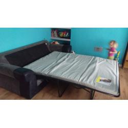 1X GREY AND BLACK DFS SOFA DOUBLE BED 2 BIG CUSIONS 3 SEATER