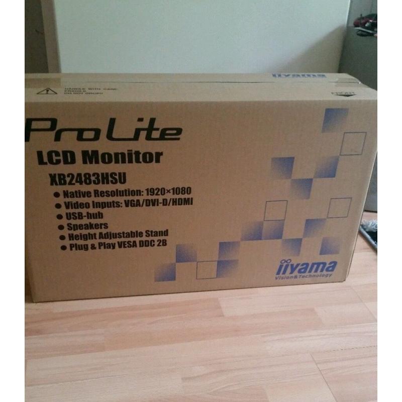 Iiyama ProLite XB2483HSU-B2 (24" Inch) LED Backlit LCD Monitor 3000:1 250cd/m2