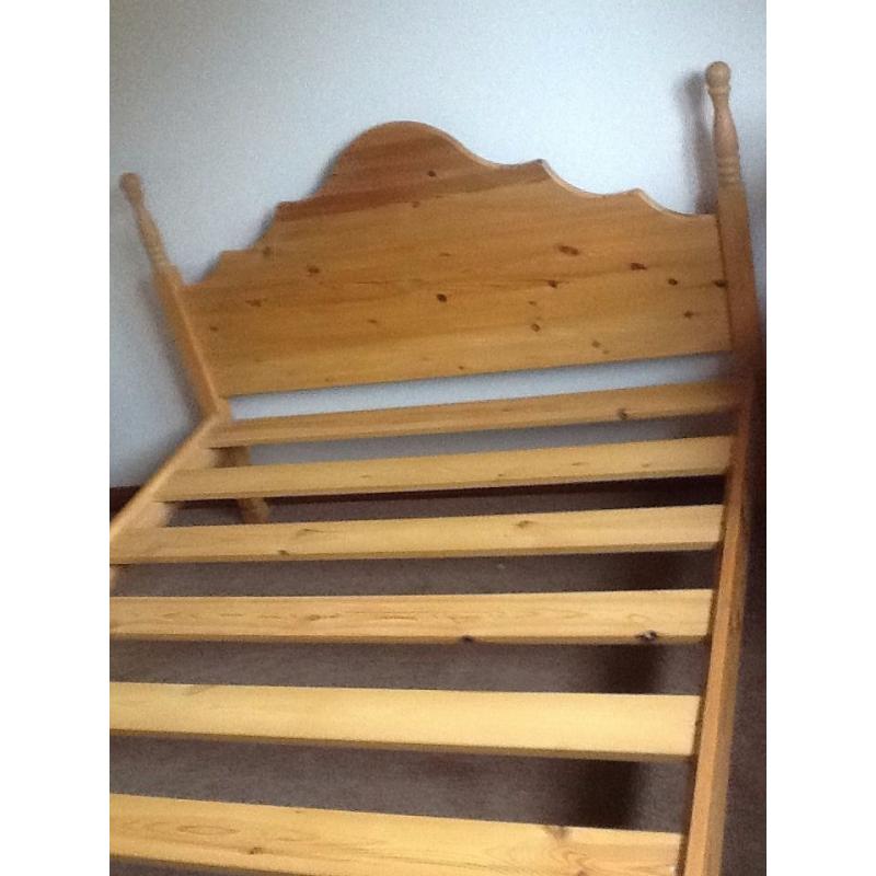 Double Wooden Slatted Bed Frame