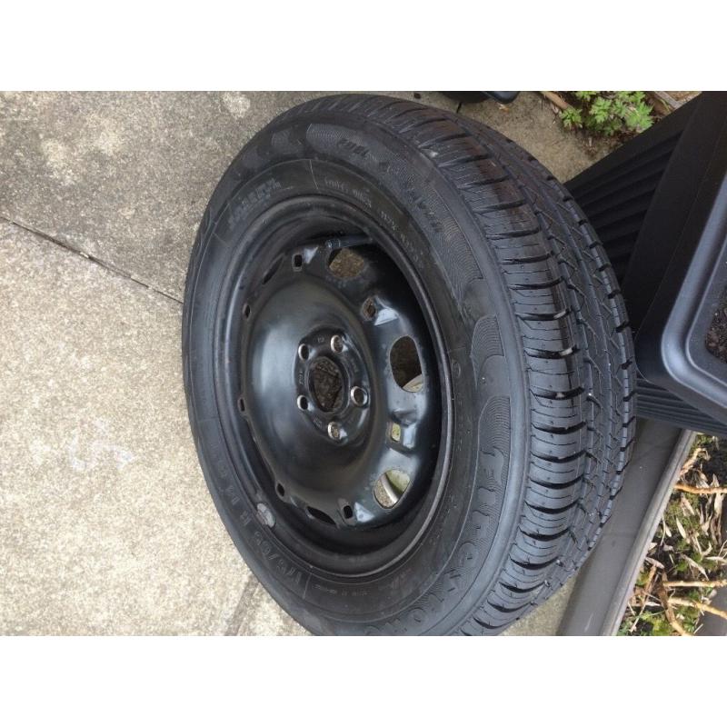 Vgc vw spare wheel 5stud 14 in Firestone tyre near new bargain. Buy !!!