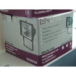 Two 500 watt Halogen floodlights. BNIB satin silver