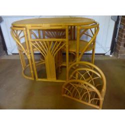 Oval Cane Wicker Table and 2 Chairs