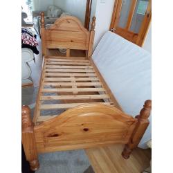 Single Oak wooden bed with Valetine memory foam mattress