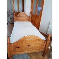 Single Oak wooden bed with Valetine memory foam mattress