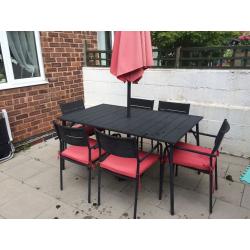 6 seater outdoor dining garden set with parasol