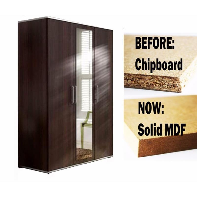 **7-DAY MONEY BACK GUARANTEE!** 3 Door German Wardrobe With Mirror - DELIVERED SAME DAY!