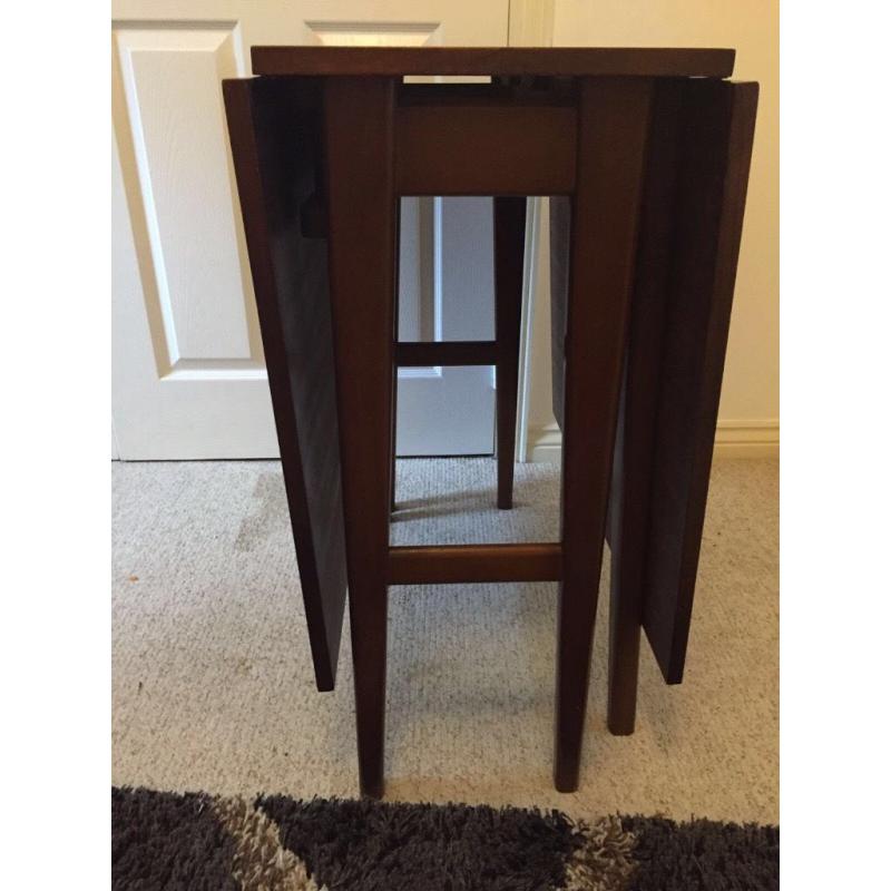 Folding solid wood table and two chairs