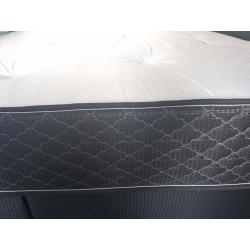 Divan base double bed set with reversible spring memory foam mattress & leather headboard