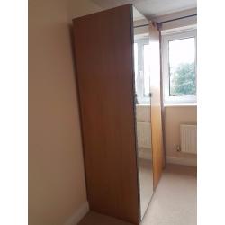 Ikea 'PAX' oak effect mirrored door double wardrobe