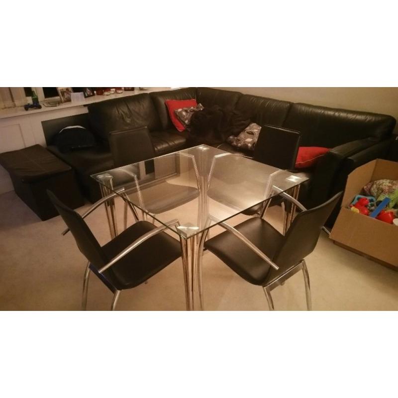 John Lewis Glass table with 4 chairs