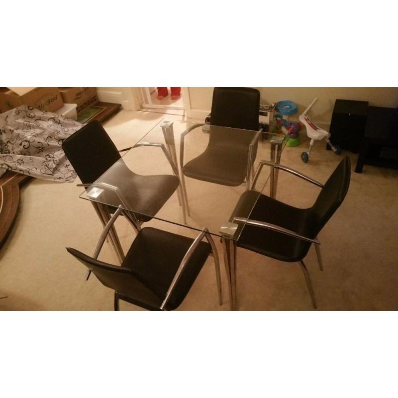 John Lewis Glass table with 4 chairs