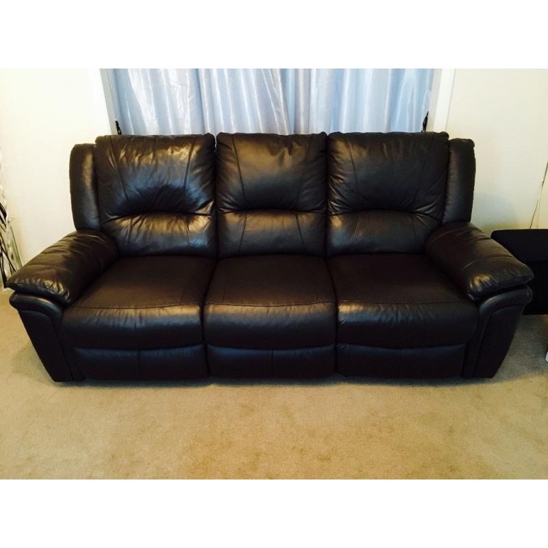 3 Seater Reclining Sofa Brown Leather