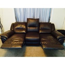 3 Seater Reclining Sofa Brown Leather