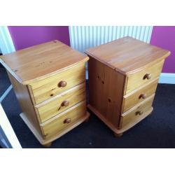 A pair of pine bedsides