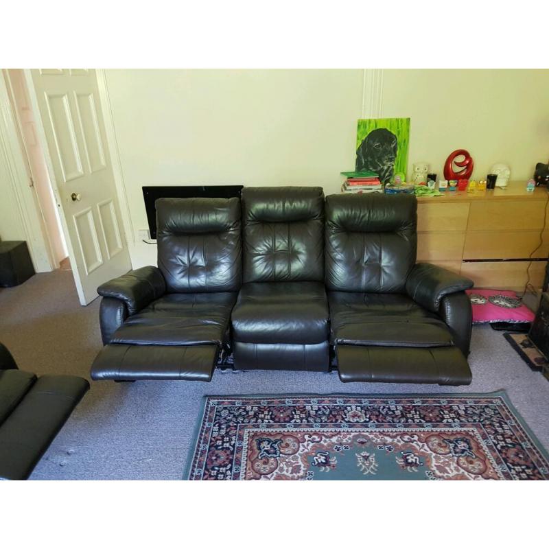 2 x 3 seater Faux leather sofas