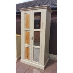 shabby chic,solid pine wardrobe and chest of drawers