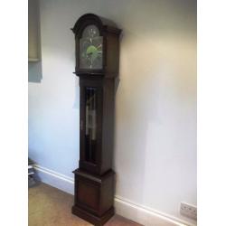 A PRETTY DOME TOP OAK LONGCASE GRANDMOTHER /GRANDFATHER CLOCK OF SLIM PROPORTIONS