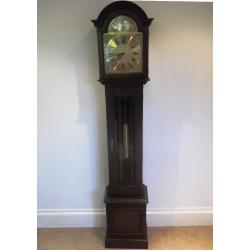 A PRETTY DOME TOP OAK LONGCASE GRANDMOTHER /GRANDFATHER CLOCK OF SLIM PROPORTIONS