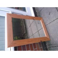 LARGE SOLID PINE FRAMED WALL MOUNTED MIRROR