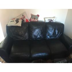 2 black leather sofas for sale immaculate