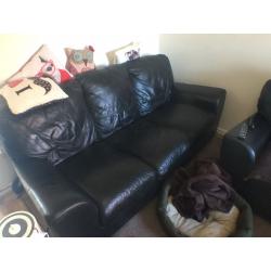 2 black leather sofas for sale immaculate