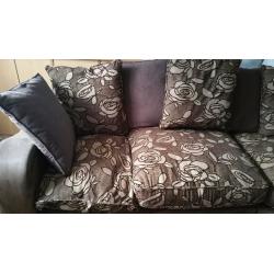 LARGE VERY COMFY BROWN CORNER SOFA & FOOTSTOOL FOR SALE.