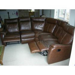 Brown Leather Corner Suite including 2 recliners.