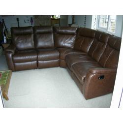 Brown Leather Corner Suite including 2 recliners.