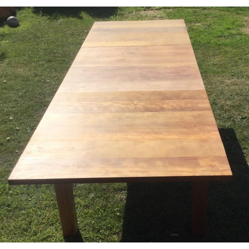 SOLD AWAITING DELIVERY. 8 SEATER SOLID TEAK EXTENDING DINING TABLE