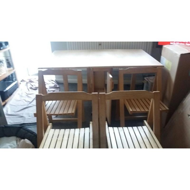 Fold away table and chairs