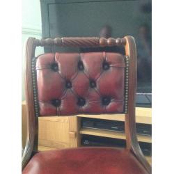 Leather studded burgundy chair immaculate condition