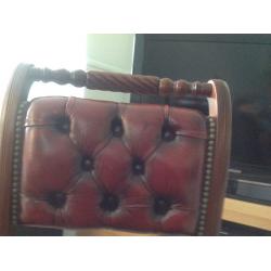 Leather studded burgundy chair immaculate condition