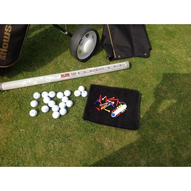 HOWSON DERBY GOLF CLUBS, BAG, TROLLEY AND ACCESSORIES