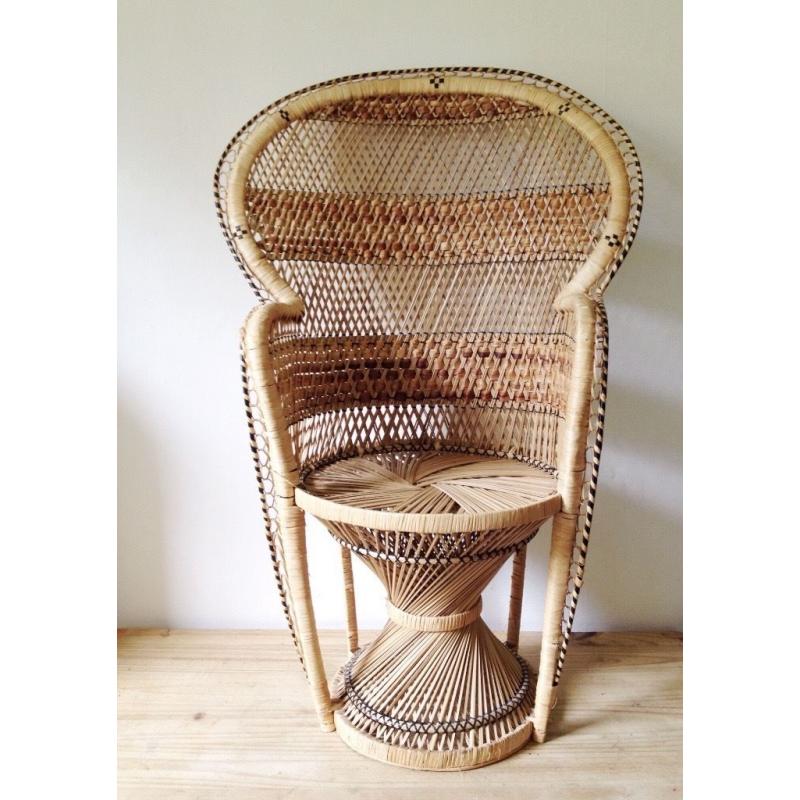 1970s wicker peacock chair