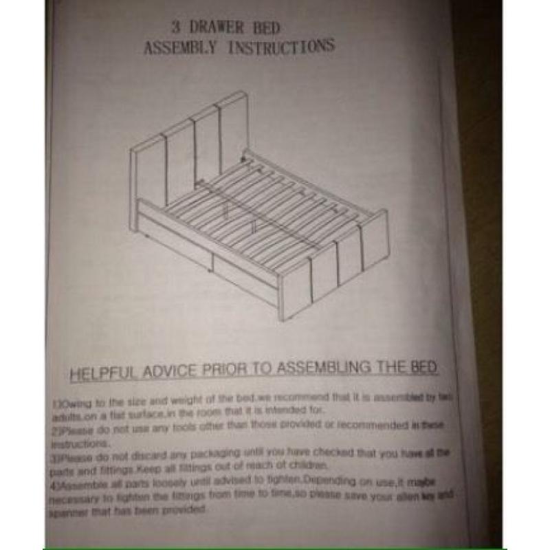 Brand new 3 drawer leather double bed with matress