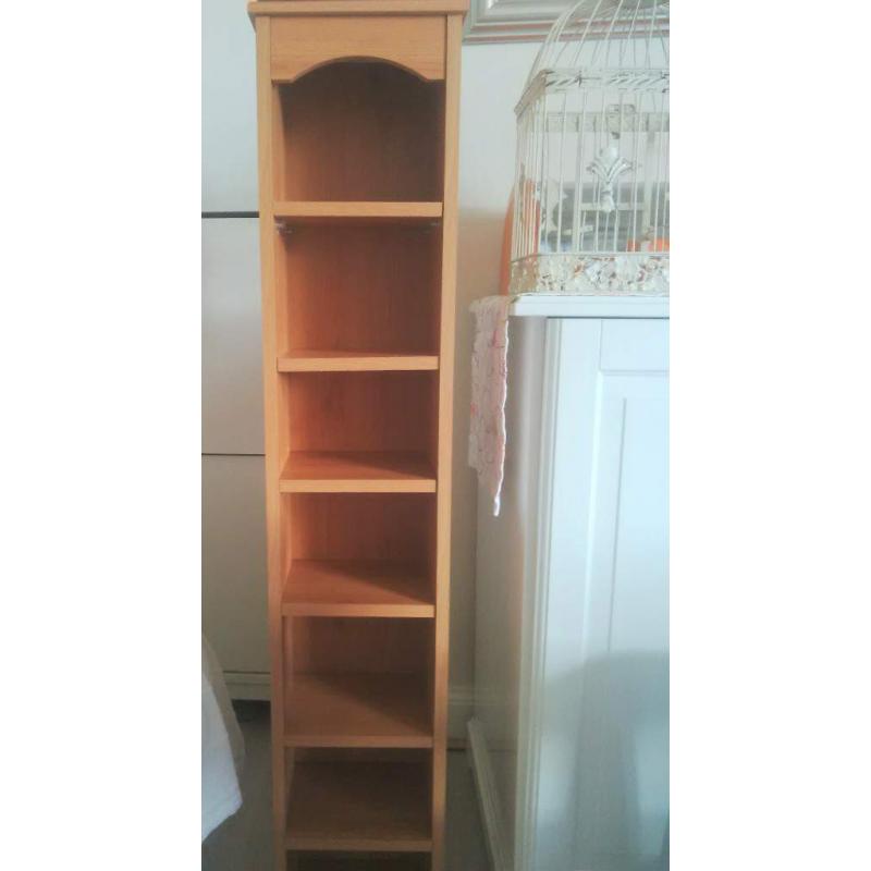 Thin bookcase / storage / unit for CD/DVD or even small children books or toys, wood