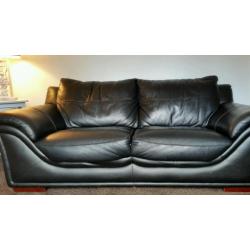 2 & 3 seater black leather sofas