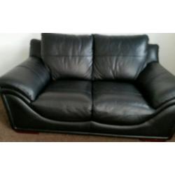 2 & 3 seater black leather sofas