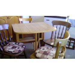 FORMICA GATELEG TABLE AND TWO CHAIRS