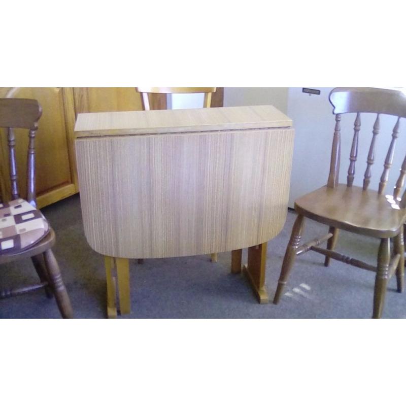 FORMICA GATELEG TABLE AND TWO CHAIRS