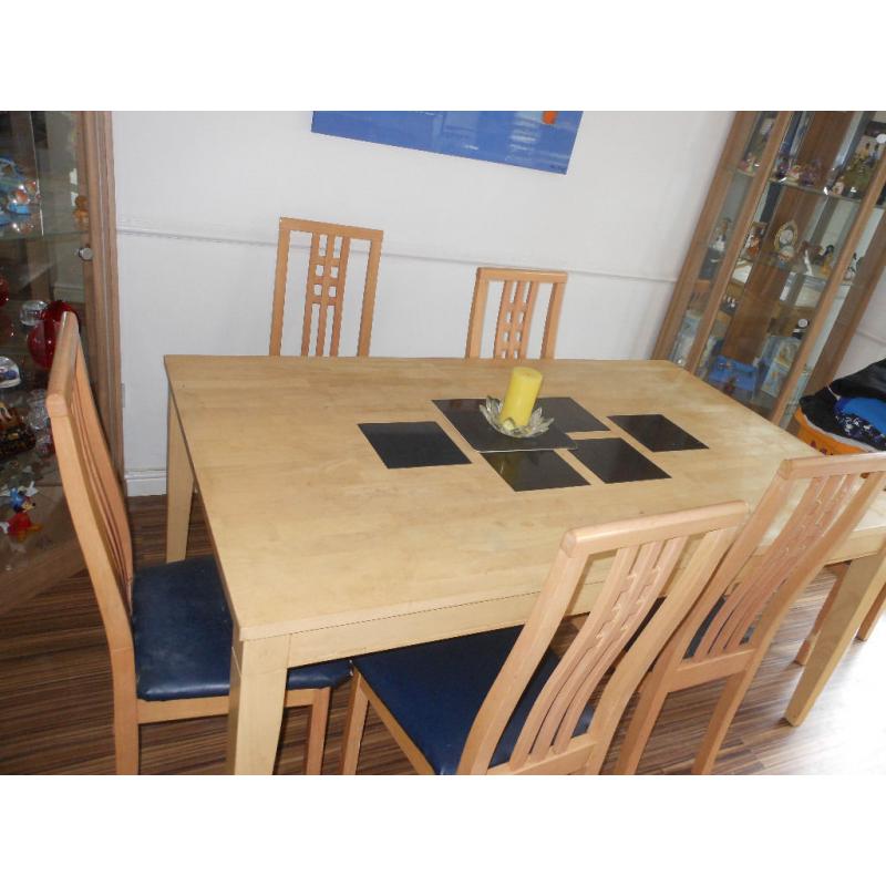 LARGE DINING TABLE AND SIX CHAIRS