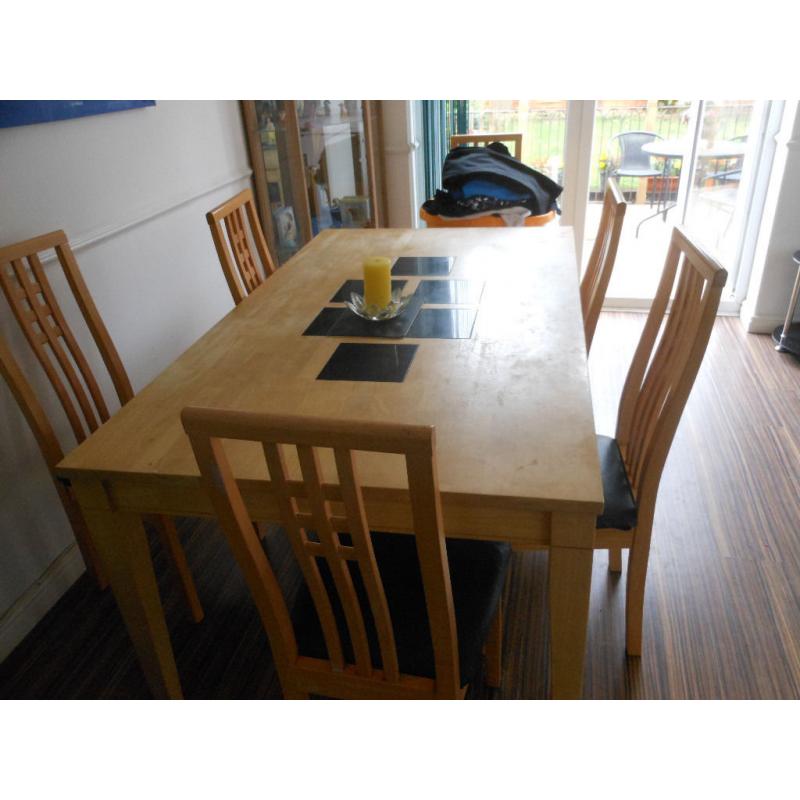 LARGE DINING TABLE AND SIX CHAIRS