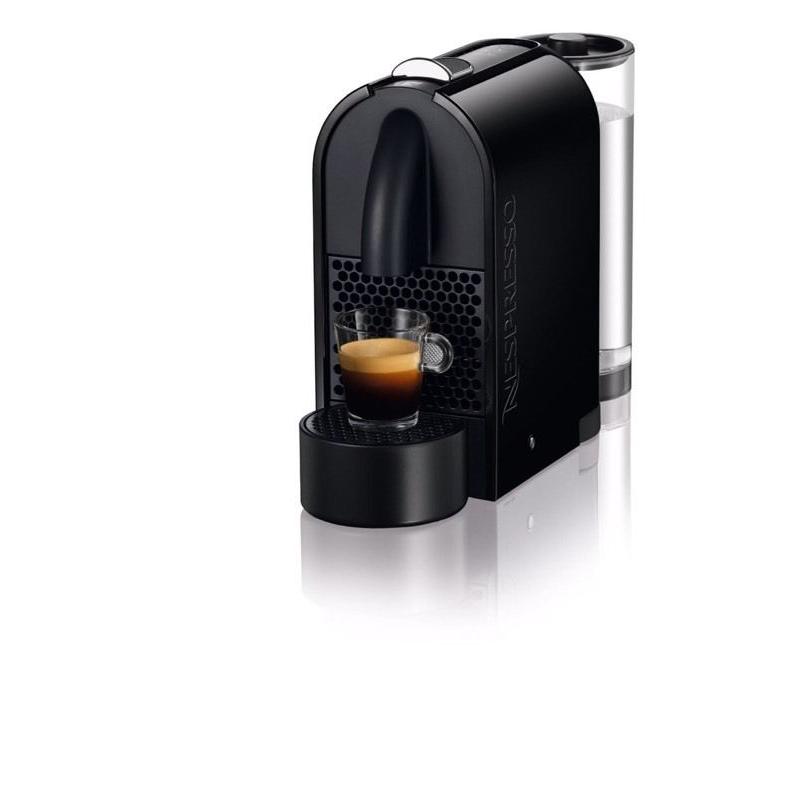 Nespresso U coffee machine in black with stand and pods