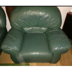 2 Large Leather Look Armchairs