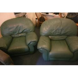 2 Large Leather Look Armchairs