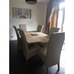 Real Marble Dining Table with Leather Chairs