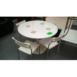 white dining table with 4 chairs