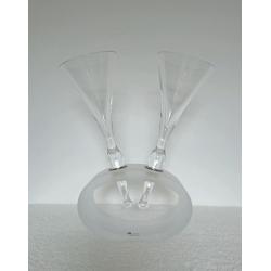 JM Glass Jorgen Mortensen Pair of Champagne Glasses with Bottomless stems