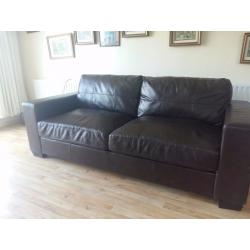 Very comfortable and clean 3 seater BROWN leather sofa