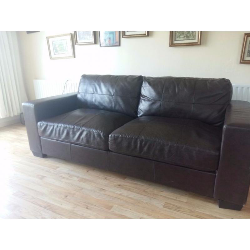 Very comfortable and clean 3 seater BROWN leather sofa